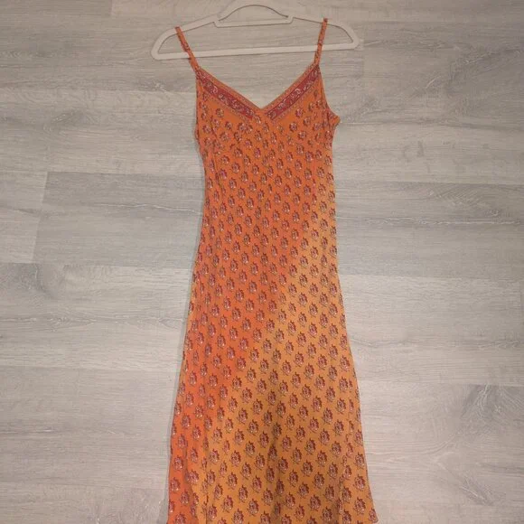 Vintage orange midi slip dress - Picture 3 of 10